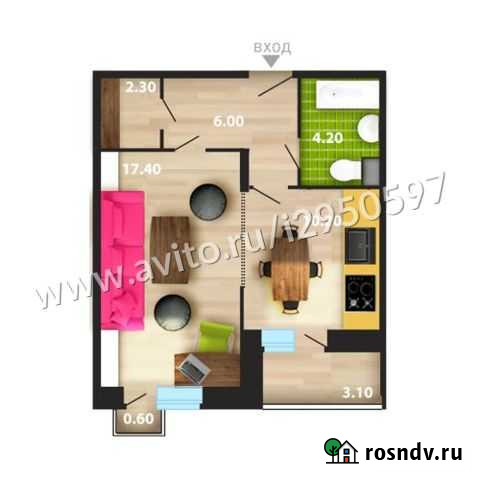 1-комнатная квартира, 40.9 м², 6/19 эт. на продажу в Воронеже Воронеж - изображение 1