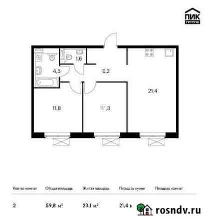 2-комнатная квартира, 59.8 м², 14/17 эт. на продажу в Котельниках Котельники
