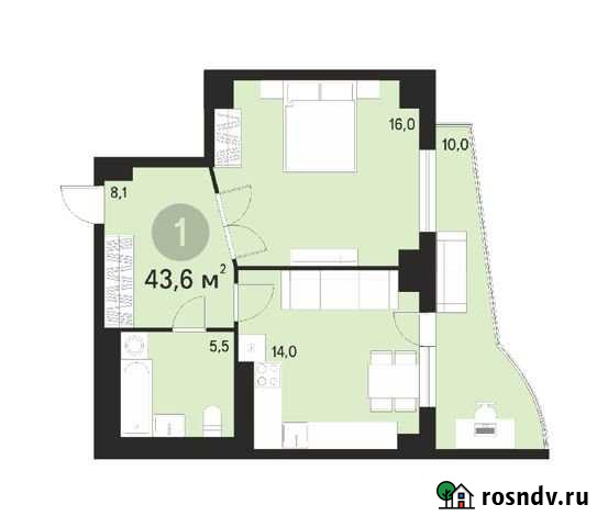 1-комнатная квартира, 43.6 м², 29/37 эт. на продажу в Екатеринбурге Екатеринбург - изображение 1