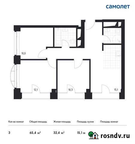 3-комнатная квартира, 65.4 м², 3/24 эт. на продажу в Москве Москва - изображение 1