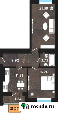2-комнатная квартира, 65 м², 4/9 эт. на продажу в Зеленоградске Зеленоградск - изображение 1