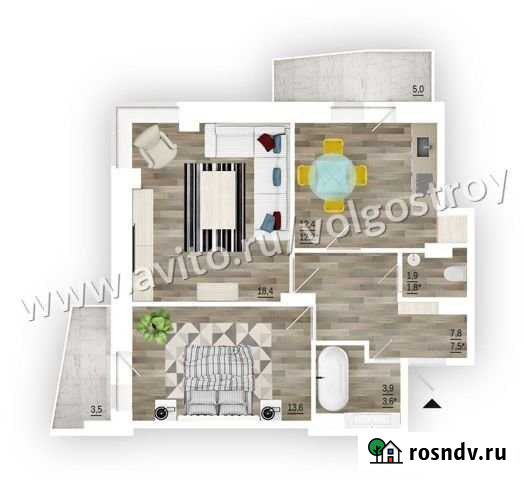 2-комнатная квартира, 57.1 м², 13/16 эт. на продажу в Волгограде Волгоград - изображение 1