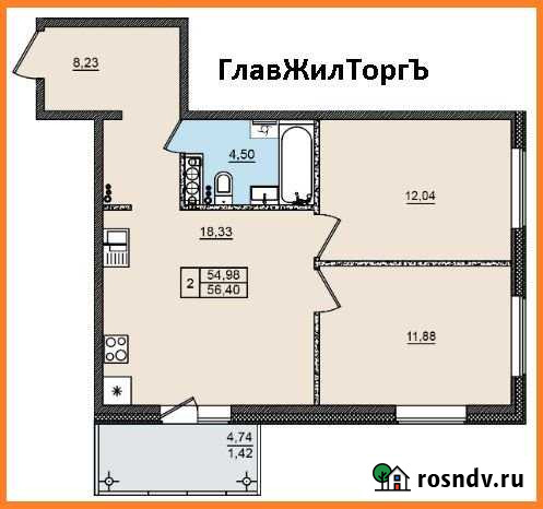 2-комнатная квартира, 56.4 м², 6/9 эт. на продажу в Пскове Псков - изображение 1