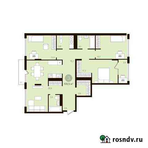 3-комнатная квартира, 112.8 м², 8/10 эт. на продажу в Тюмени Тюмень