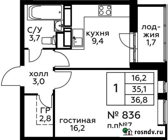1-комнатная квартира, 36.8 м², 14/22 эт. на продажу в Балашихе Балашиха - изображение 1