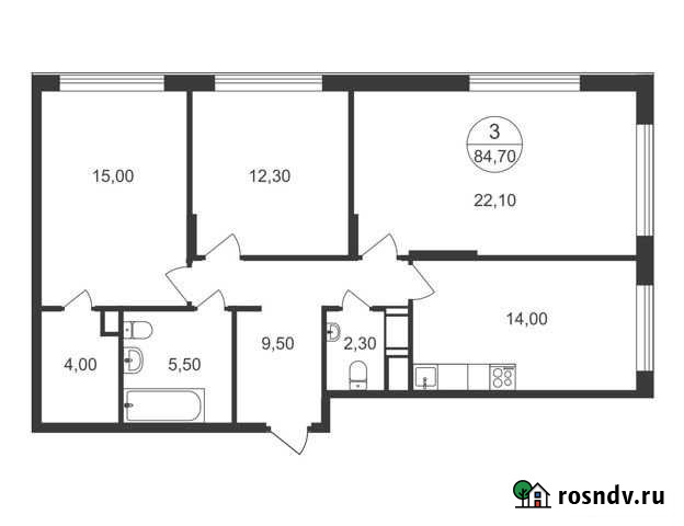 3-комнатная квартира, 84.7 м², 5/12 эт. на продажу в Москве Москва - изображение 1