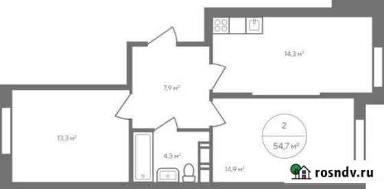 2-комнатная квартира, 54.7 м², 13/23 эт. на продажу в Москве Москва