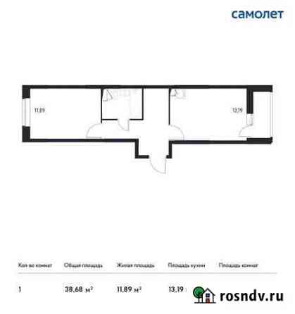 1-комнатная квартира, 38.7 м², 2/17 эт. на продажу в Видном Видное