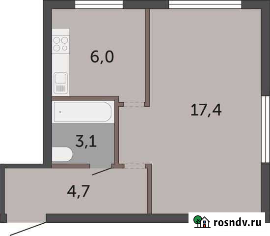 1-комнатная квартира, 30 м², 5/5 эт. на продажу в Екатеринбурге Екатеринбург - изображение 1
