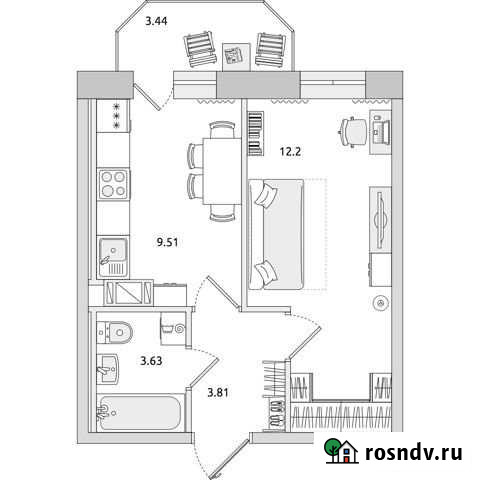 1-комнатная квартира, 34.9 м², 8/18 эт. на продажу в Мурино Мурино - изображение 1
