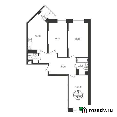 3-комнатная квартира, 83.8 м², 13/17 эт. на продажу в Люберцах Люберцы - изображение 1