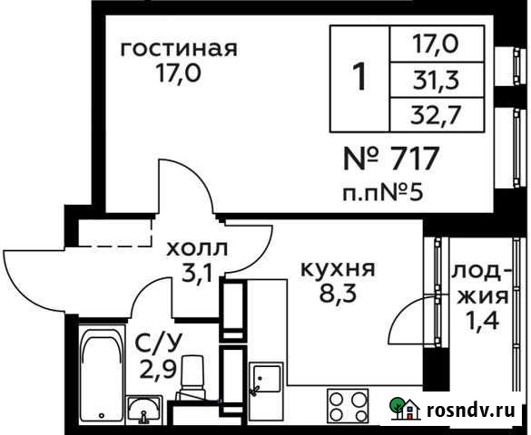 1-комнатная квартира, 32.7 м², 21/22 эт. на продажу в Балашихе Балашиха - изображение 1