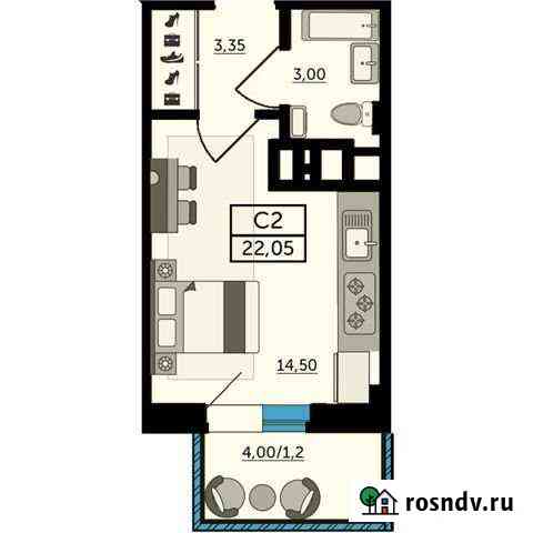 Квартира-студия, 22.1 м², 15/25 эт. на продажу в Ростове-на-Дону Ростов-на-Дону