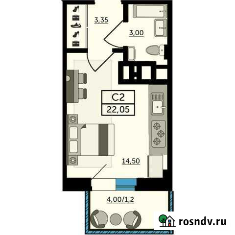 Квартира-студия, 22.1 м², 15/25 эт. на продажу в Ростове-на-Дону Ростов-на-Дону - изображение 1