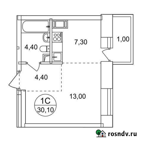 1-комнатная квартира, 30.1 м², 16/17 эт. на продажу в Люберцах Люберцы - изображение 1