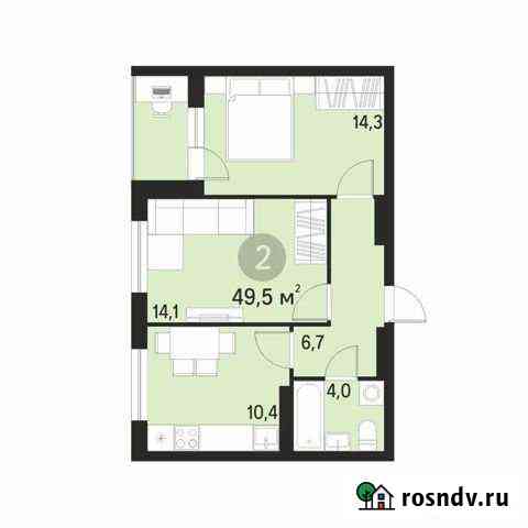 2-комнатная квартира, 49.5 м², 14/19 эт. на продажу в Екатеринбурге Екатеринбург