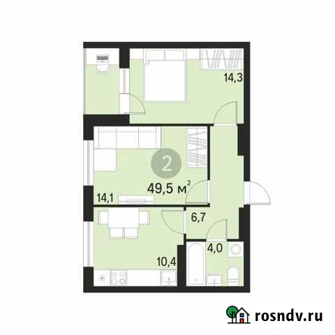 2-комнатная квартира, 49.5 м², 14/19 эт. на продажу в Екатеринбурге Екатеринбург - изображение 1