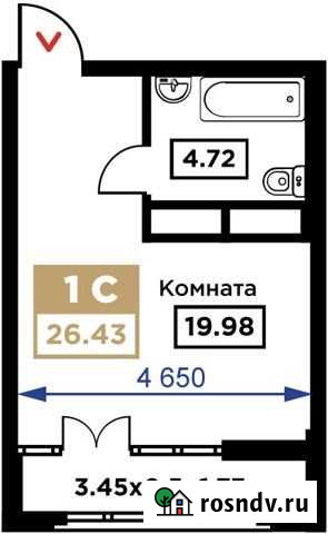 Квартира-студия, 26.4 м², 18/25 эт. на продажу в Краснодаре Краснодар - изображение 1