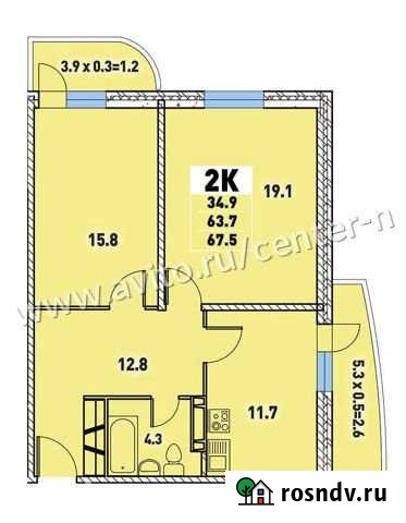 2-комнатная квартира, 67 м², 14/16 эт. на продажу в Краснодаре Краснодар - изображение 1
