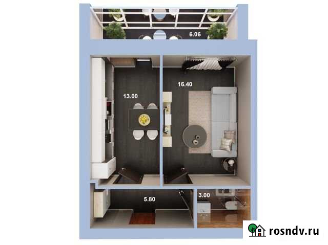 1-комнатная квартира, 41.2 м², 1/5 эт. на продажу в Высокой Горе Высокая Гора - изображение 1