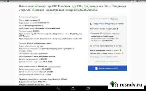 Участок СНТ, ДНП 12 сот. на продажу во Владимире Владимир