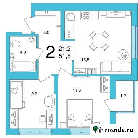 2-комнатная квартира, 51.8 м², 1/25 эт. на продажу в Уфе Уфа - изображение 1