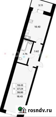 1-комнатная квартира, 38.8 м², 17/19 эт. на продажу в Мурино Мурино - изображение 1