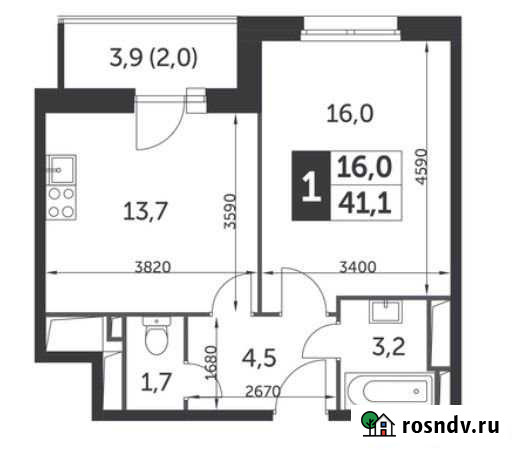 1-комнатная квартира, 41.1 м², 7/23 эт. на продажу в Москве Москва - изображение 1
