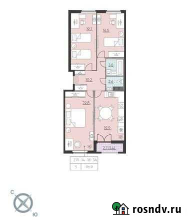 3-комнатная квартира, 96.9 м², 17/23 эт. на продажу в Санкт-Петербурге Санкт-Петербург - изображение 1