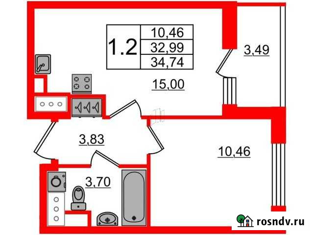 1-комнатная квартира, 33 м², 5/14 эт. на продажу в Санкт-Петербурге Санкт-Петербург - изображение 1