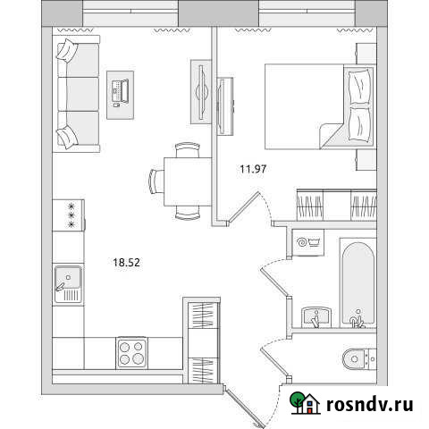 1-комнатная квартира, 40.3 м², 1/4 эт. на продажу в Санкт-Петербурге Санкт-Петербург - изображение 1