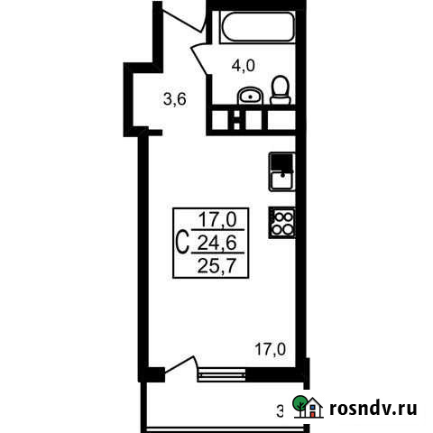 Квартира-студия, 25.7 м², 16/17 эт. на продажу в Мытищах Мытищи - изображение 1