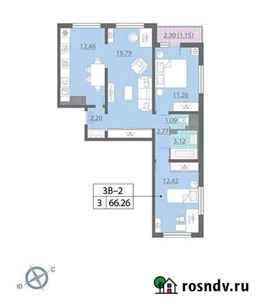 3-комнатная квартира, 66.3 м², 11/13 эт. на продажу в Санкт-Петербурге Санкт-Петербург - изображение 1