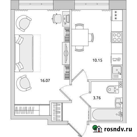 1-комнатная квартира, 33.1 м², 1/17 эт. на продажу в Санкт-Петербурге Санкт-Петербург - изображение 1