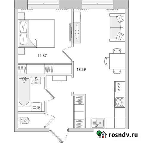 1-комнатная квартира, 39.7 м², 3/4 эт. на продажу в Санкт-Петербурге Санкт-Петербург - изображение 1
