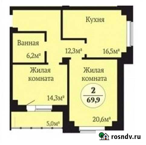 2-комнатная квартира, 69.9 м², 12/16 эт. на продажу в Челябинске Челябинск - изображение 1