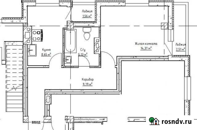 1-комнатная квартира, 42 м², 8/9 эт. на продажу в Гурьевске Калининградской области Гурьевск - изображение 1