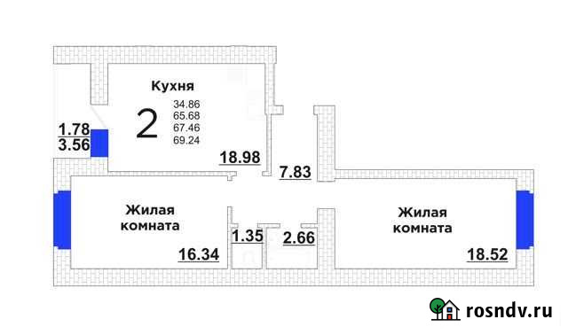 2-комнатная квартира, 65.7 м², 8/10 эт. на продажу в Самаре Самара - изображение 1