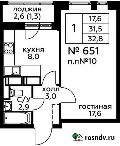 1-комнатная квартира, 32.8 м², 20/20 эт. на продажу в Балашихе Балашиха - изображение 1