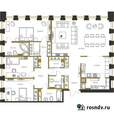 3-комнатная квартира, 167.2 м², 12/20 эт. на продажу в Санкт-Петербурге Санкт-Петербург - изображение 1