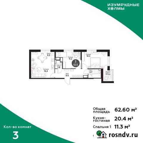 3-комнатная квартира, 62.6 м², 14/25 эт. на продажу в Красногорске Московской области Красногорск