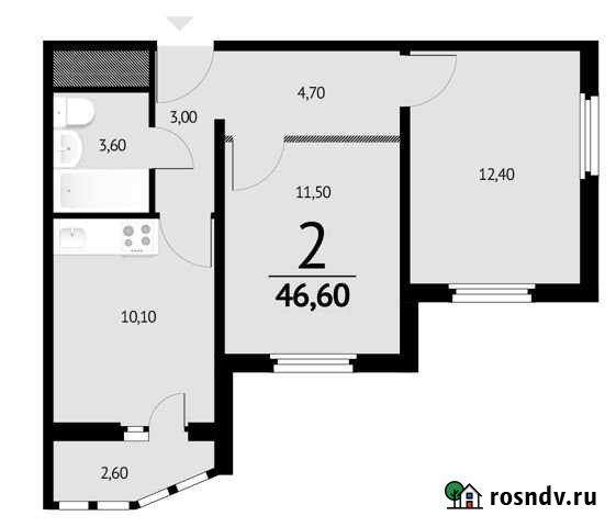 2-комнатная квартира, 46.6 м², 19/20 эт. на продажу в Ростове-на-Дону Ростов-на-Дону - изображение 1