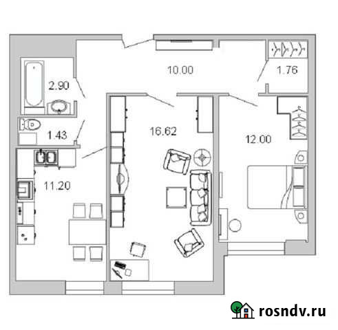 2-комнатная квартира, 56 м², 5/26 эт. на продажу в Санкт-Петербурге Санкт-Петербург - изображение 1