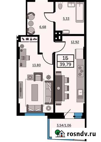 1-комнатная квартира, 39.6 м², 19/26 эт. на продажу в Ростове-на-Дону Ростов-на-Дону - изображение 1