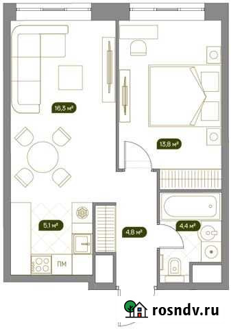 2-комнатная квартира, 44.4 м², 2/14 эт. на продажу в Москве Москва - изображение 1
