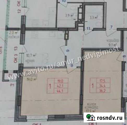 1-комнатная квартира, 44.1 м², 15/18 эт. на продажу в Благовещенске Амурской области Благовещенск - изображение 1
