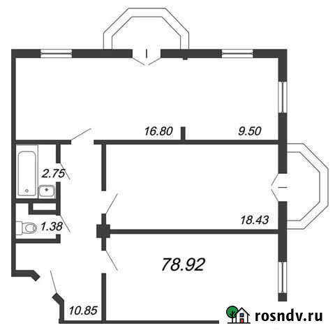 3-комнатная квартира, 79 м², 5/7 эт. на продажу в Санкт-Петербурге Санкт-Петербург - изображение 1