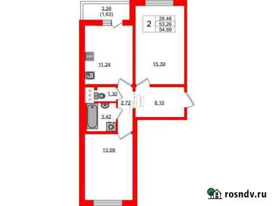 2-комнатная квартира, 54.9 м², 4/25 эт. на продажу в Санкт-Петербурге Санкт-Петербург
