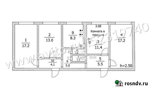 Комната 11.4 м² в 1-ком. кв., 5/9 эт. на продажу в Барнауле Барнаул - изображение 1