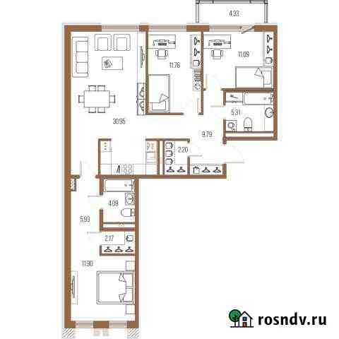3-комнатная квартира, 95.2 м², 2/8 эт. на продажу в Санкт-Петербурге Санкт-Петербург